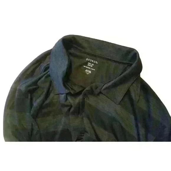 GEORGE Men BLACK ghost Stripe Shirt Breathable Lightweight STRETCH size 3x - Picture 3 of 3